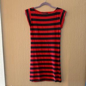 French Connection Bold Striped Red & Navy Dress S